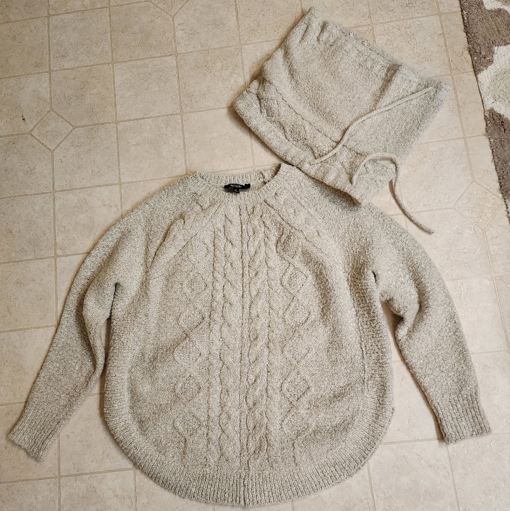 Simply Vera Vera Wang Removable Cowl Neck Cable Knit Sweater